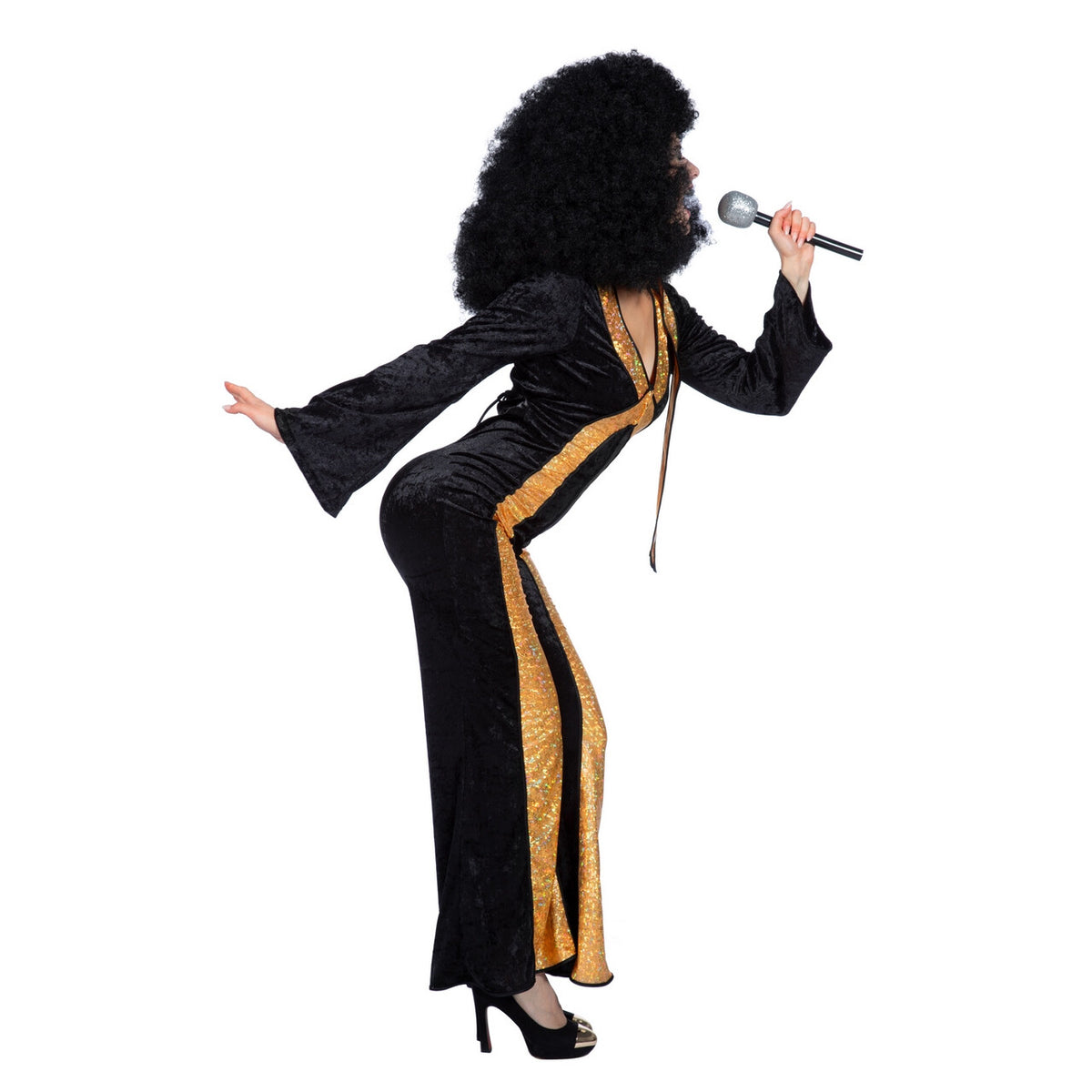 Op deze afbeelding zie je een Kostuums, van het merk Wilbers. Catsuit Disco Diva Chaka Khan Vrouw Kostuum
