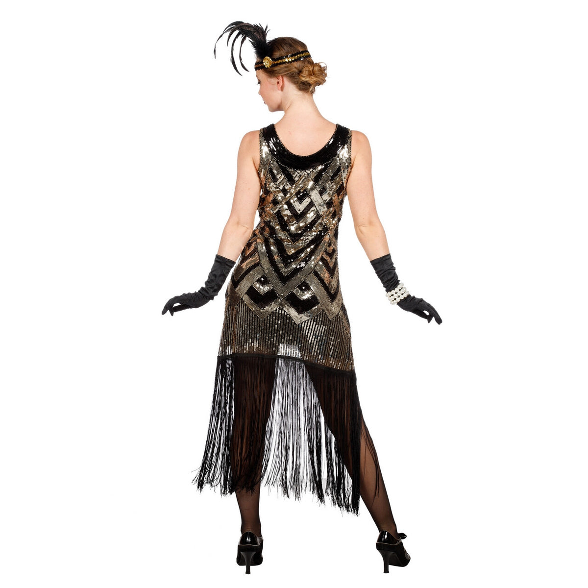 Op deze afbeelding zie je een Kostuums, van het merk Wilbers. Zilveren Chique Peaky Grace Roaring 20s Vrouw Kostuum