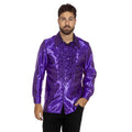Chemise À Volants Violette En Satin Disco Kitsch Unisexe