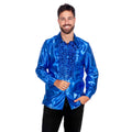 Blauwe Ruches Blouse Satijn Foute Disco Unisex