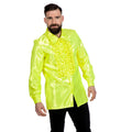 Chemise Néon Jaune À Volants En Satin Disco Unisexe