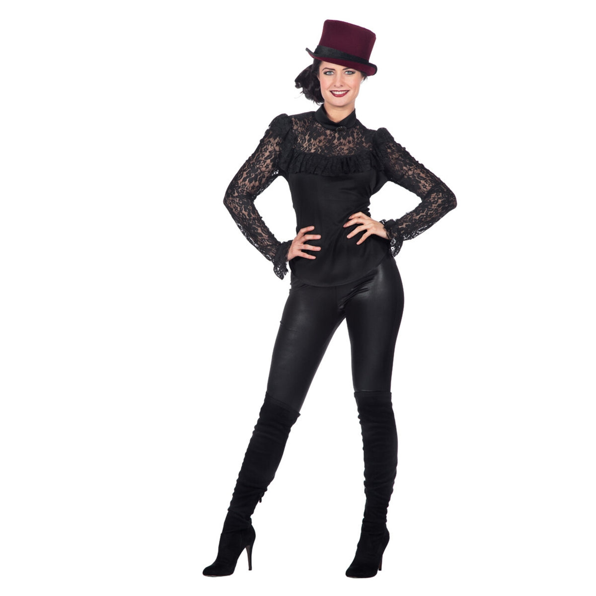Op deze afbeelding zie je een Kostuums, van het merk Wilbers. Sexy Kanten Blouse Zwart Vrouw