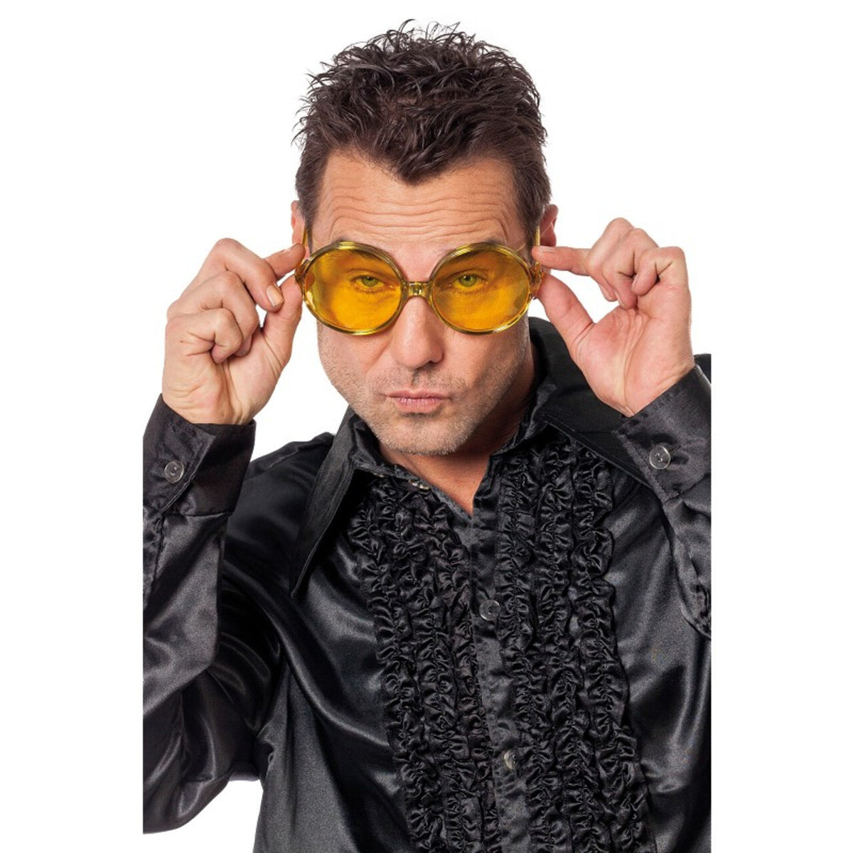 Op deze afbeelding zie je een Accessoires, van het merk Wilbers. Hippie Festival Gele Zonnebril
