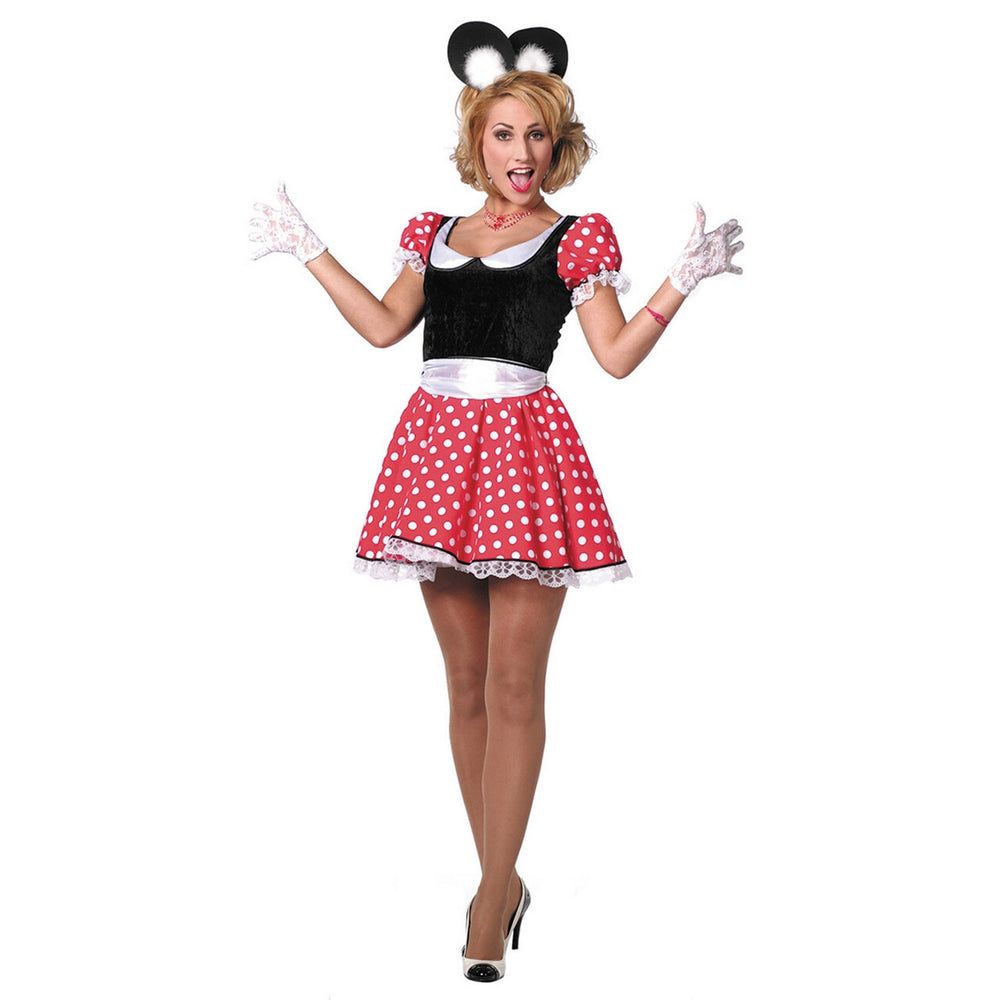 Op deze afbeelding zie je een Kostuums, van het merk Wilbers. Dotted Minnie Modern Vrouw Kostuum