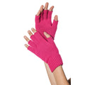 Gants Sans Doigts Tricotés Rose Néon