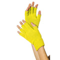 Gants Sans Doigts En Tricot Néon Jaune