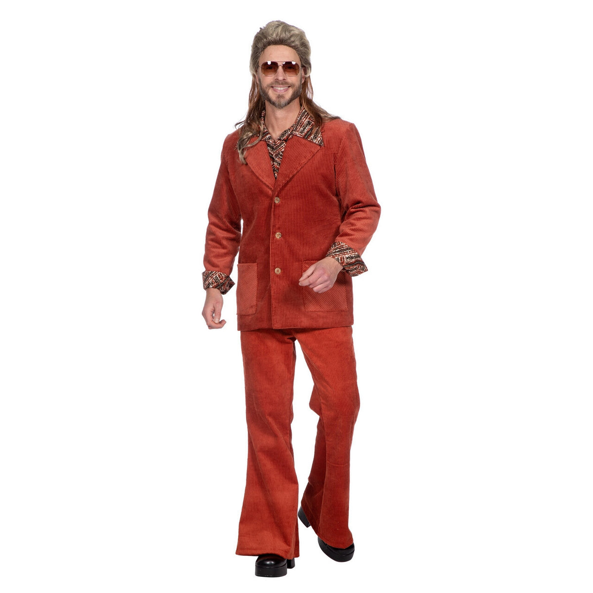 Op deze afbeelding zie je een Kostuums, van het merk Wilbers. That Is So 70s Corduroy George Man Kostuum