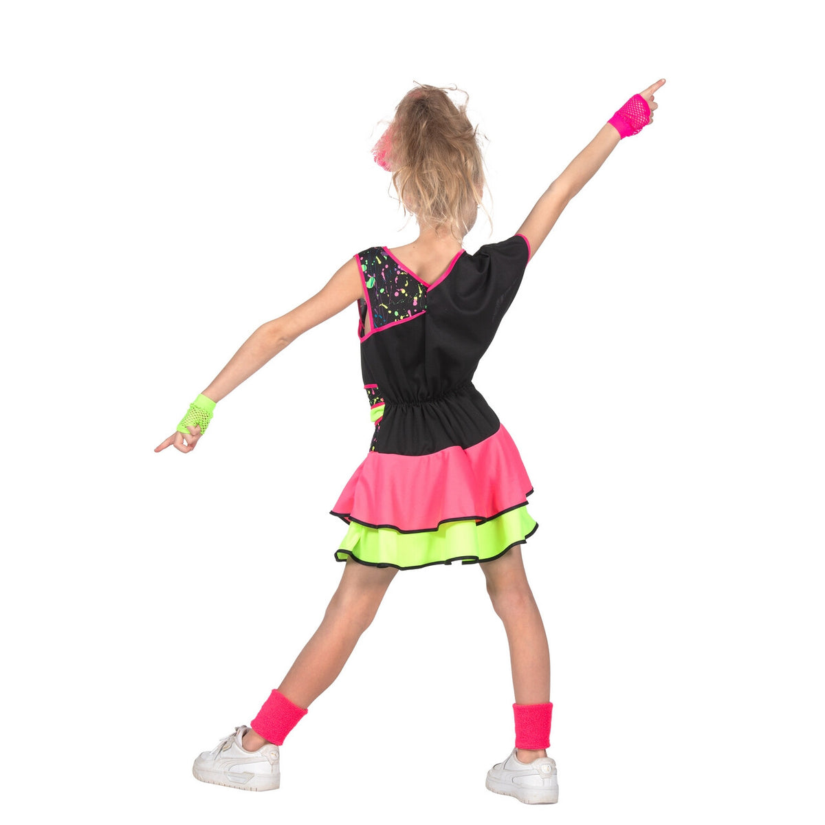 Op deze afbeelding zie je een Kostuums, van het merk Wilbers. Retro 80s Donna Dance Meisje Kostuum