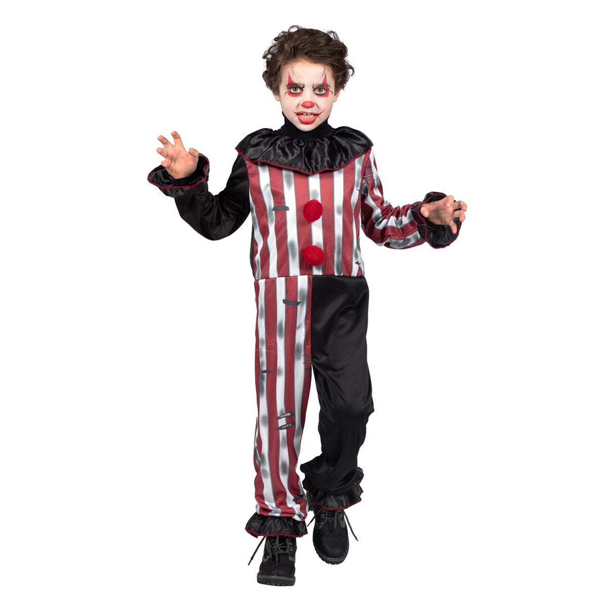 Op deze afbeelding zie je een Kostuums, van het merk Wilbers. Ondeugende Scary Gary Clown Kind Kostuum