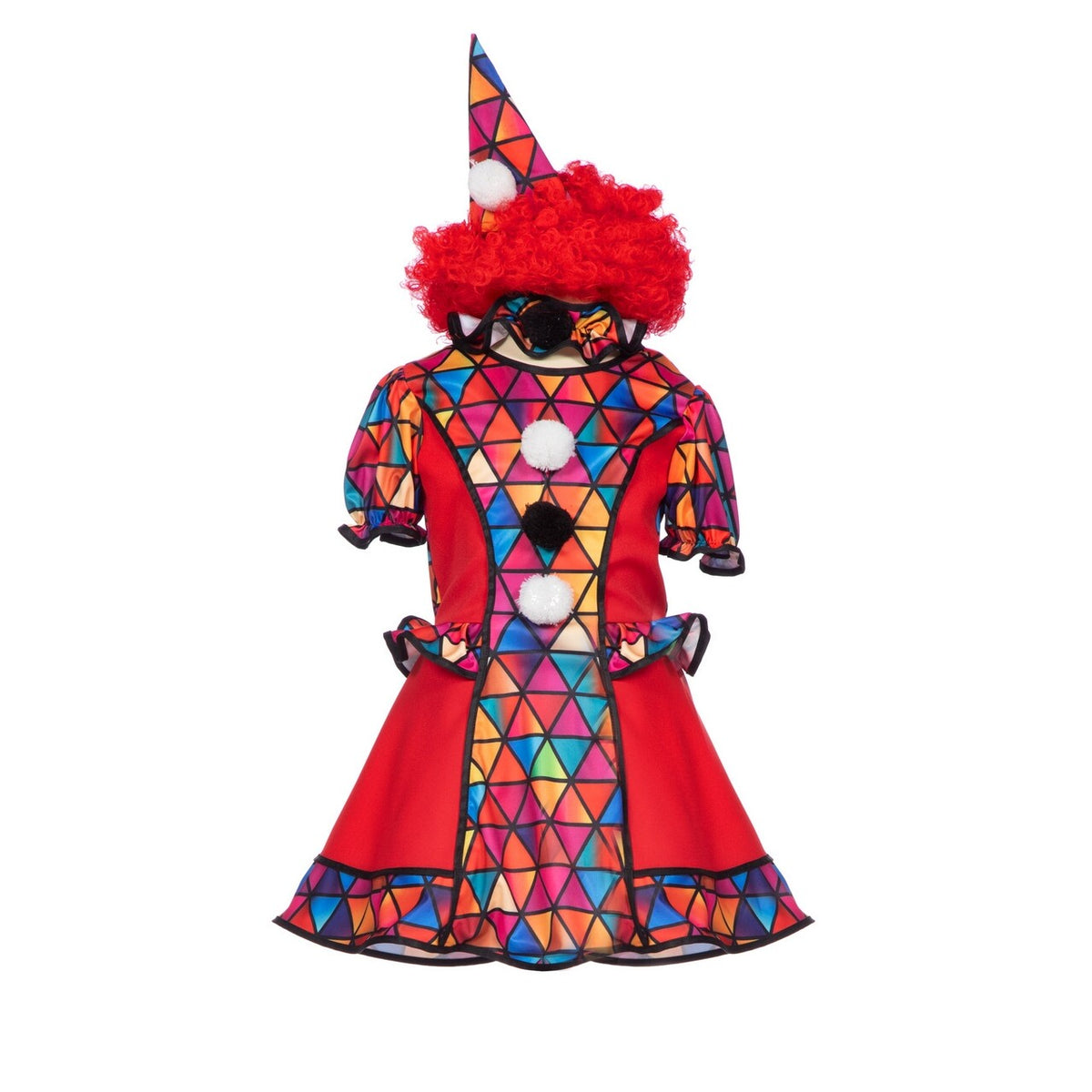 Op deze afbeelding zie je een Kostuums, van het merk Wilbers. Rode Giechel Clown Jurk Meisje