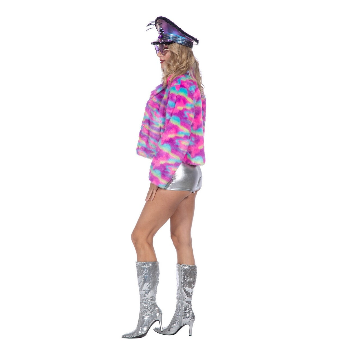 Op deze afbeelding zie je een Kostuums, van het merk Wilbers. Furry Candy Multicolor Bontjas Vrouw