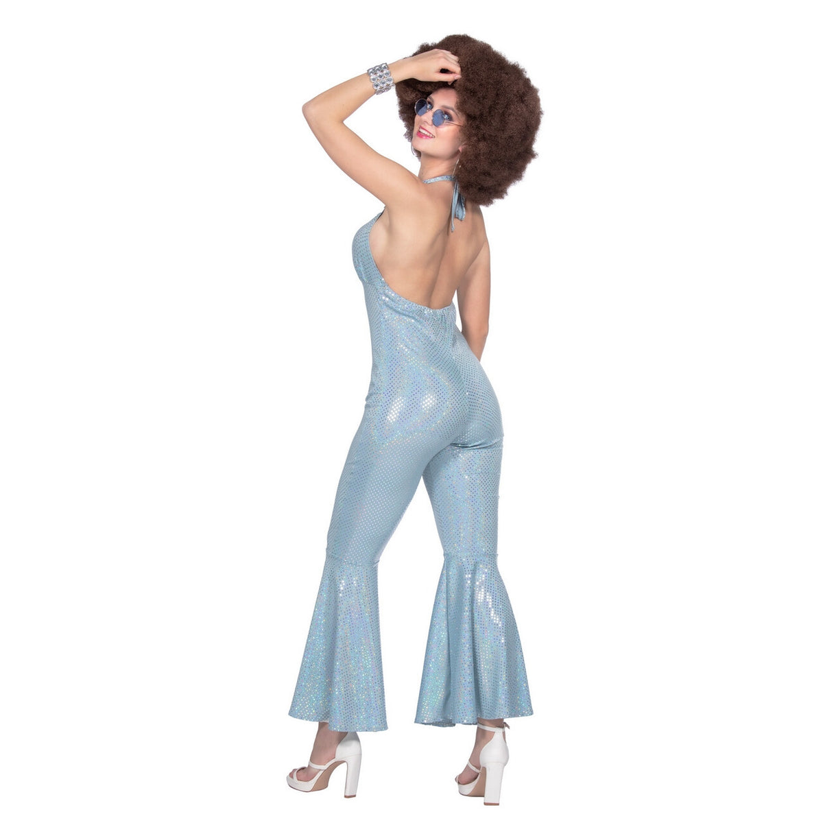 Op deze afbeelding zie je een Kostuums, van het merk Wilbers. Zeemeermin Blauwe Disco Catsuit Vrouw Kostuum