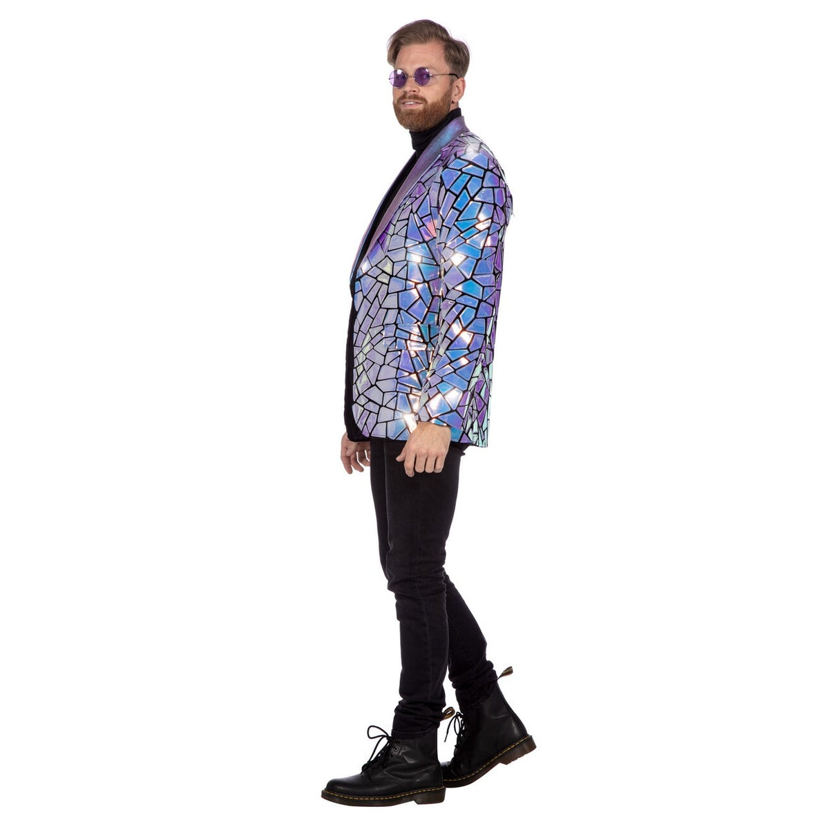 Op deze afbeelding zie je een Kostuums, van het merk Wilbers. Colbert Purple Party Holografische Spiegels Man