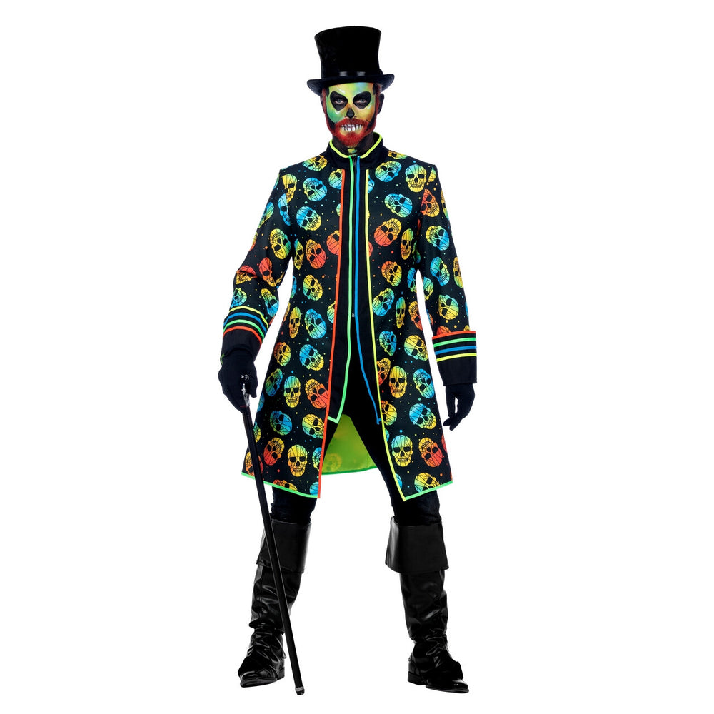 Op deze afbeelding zie je een Kostuums, van het merk Wilbers. Neon Schedelkoppen Jas Man Kostuum