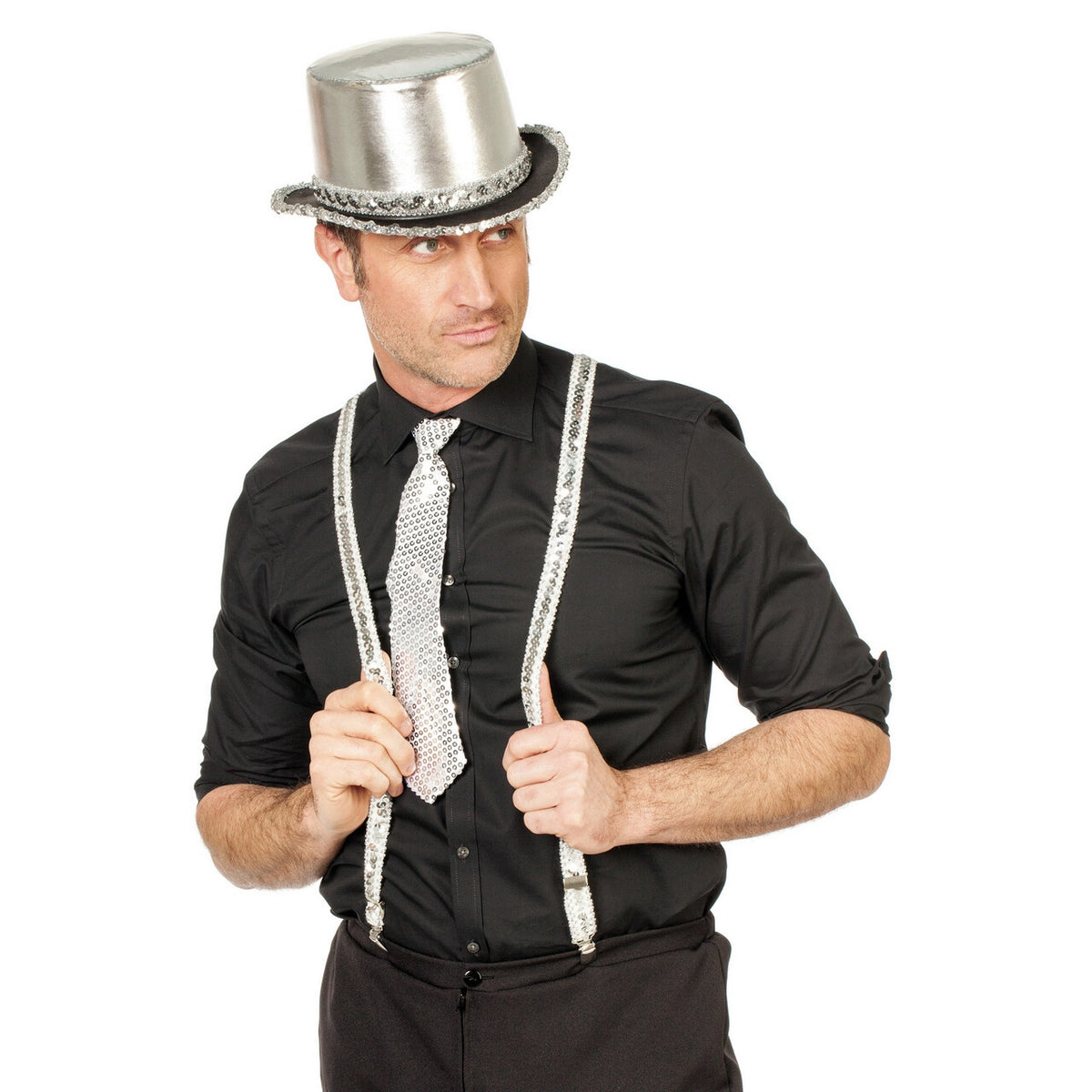 Op deze afbeelding zie je een Accessoires, van het merk Wilbers. Pailletten Stropdas Zilver Time To Shine