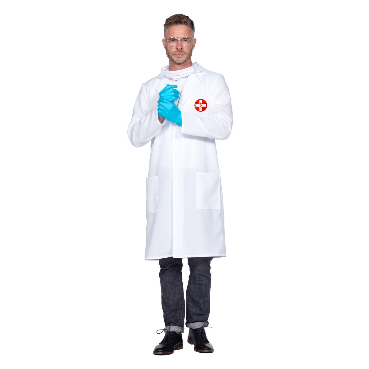 Op deze afbeelding zie je een Kostuums, van het merk Wilbers. Dokter Helpgraag Man Kostuum