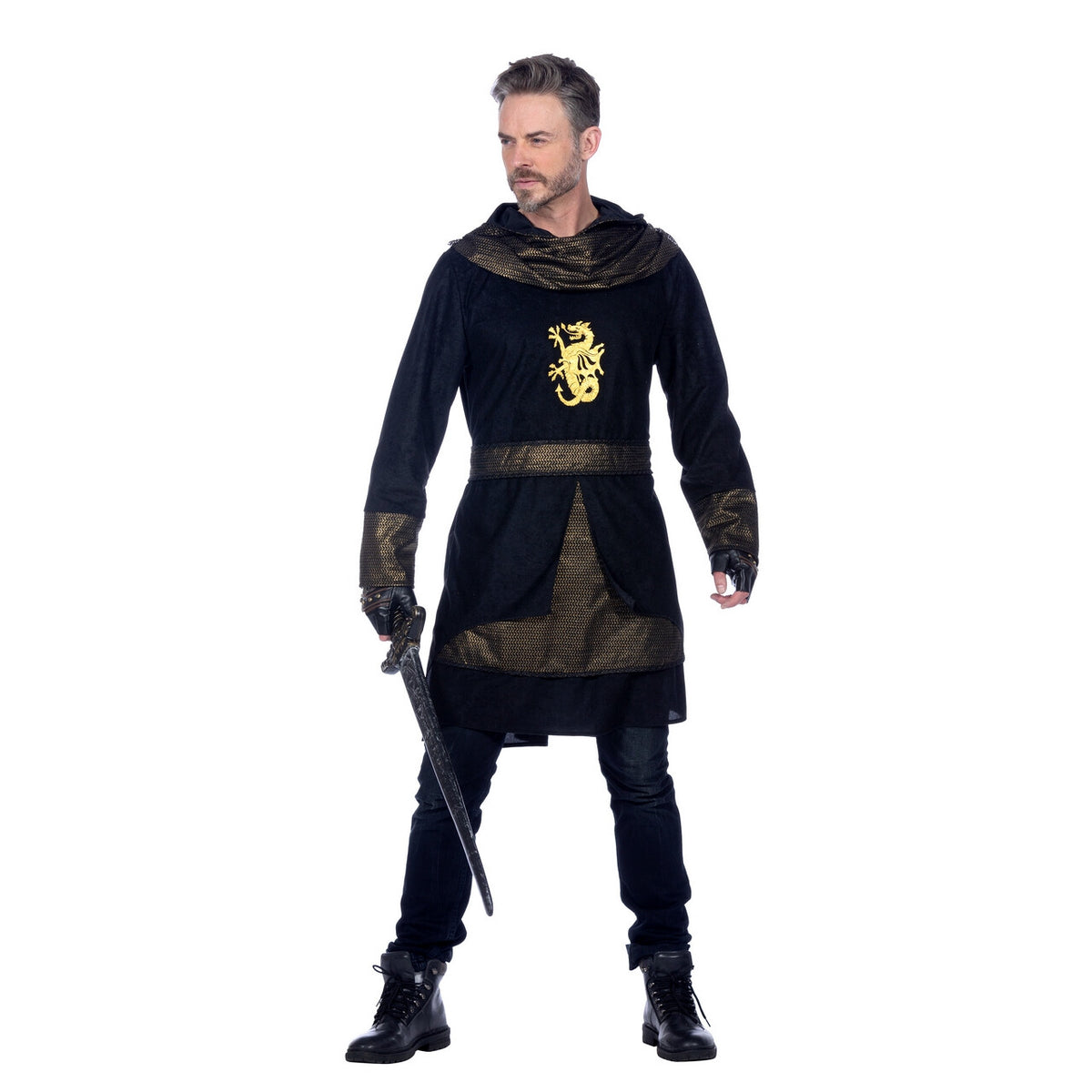 Op deze afbeelding zie je een Kostuums, van het merk Wilbers. Gouden Ridder Van Het Zwarte Leger Man Kostuum