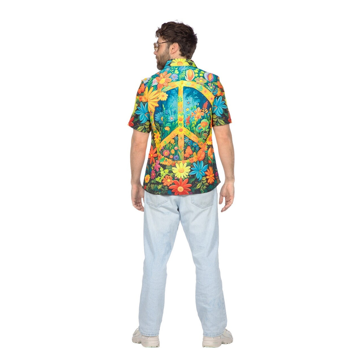 Op deze afbeelding zie je een Kostuums, van het merk Wilbers. Party Shirt Hippie Peace And Flowers Man