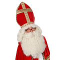 Ensemble De Saint-Nicolas Luxe Perruque Et Barbe Écru