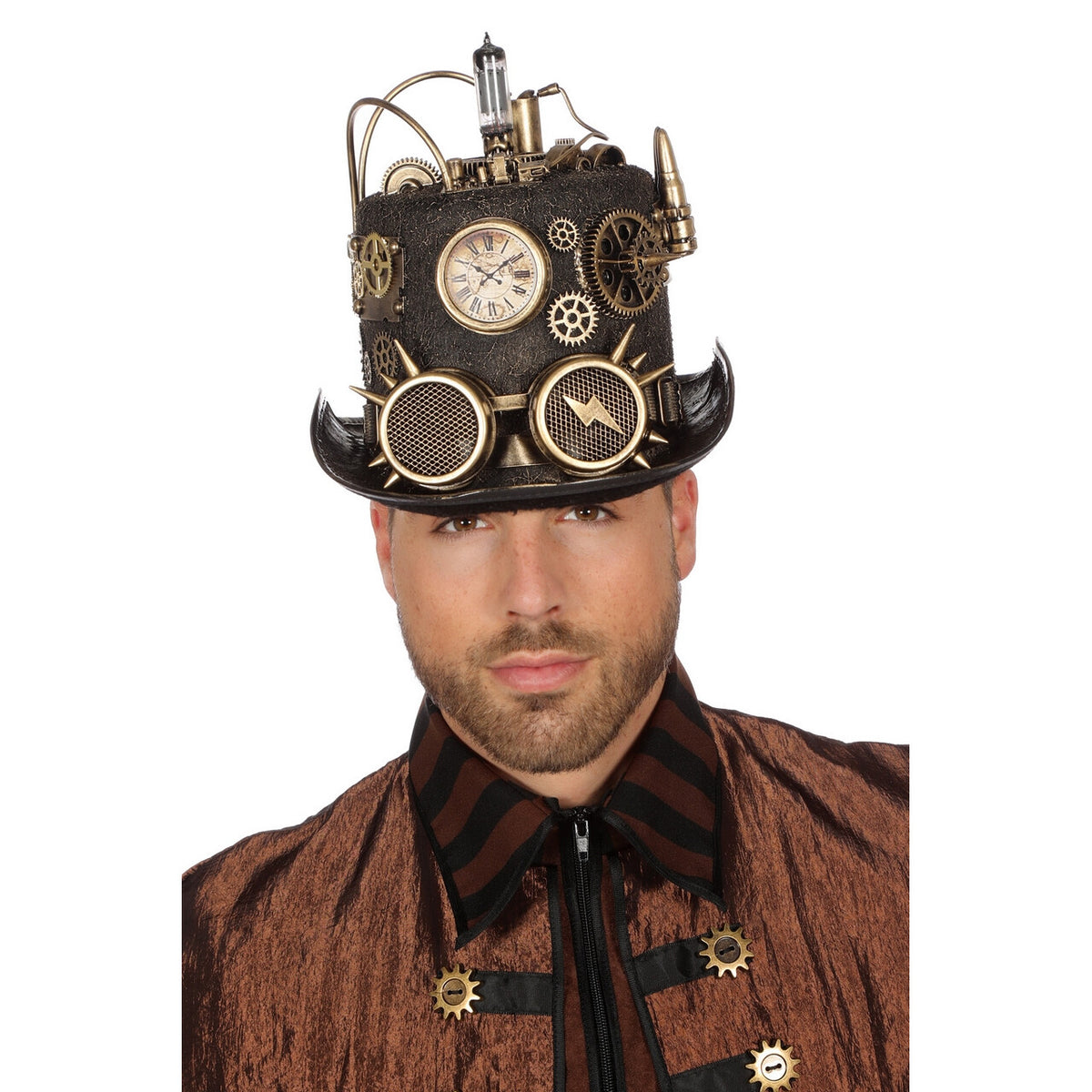 Op deze afbeelding zie je een Accessoires, van het merk Wilbers. Hoed Steampunk Met Lamp