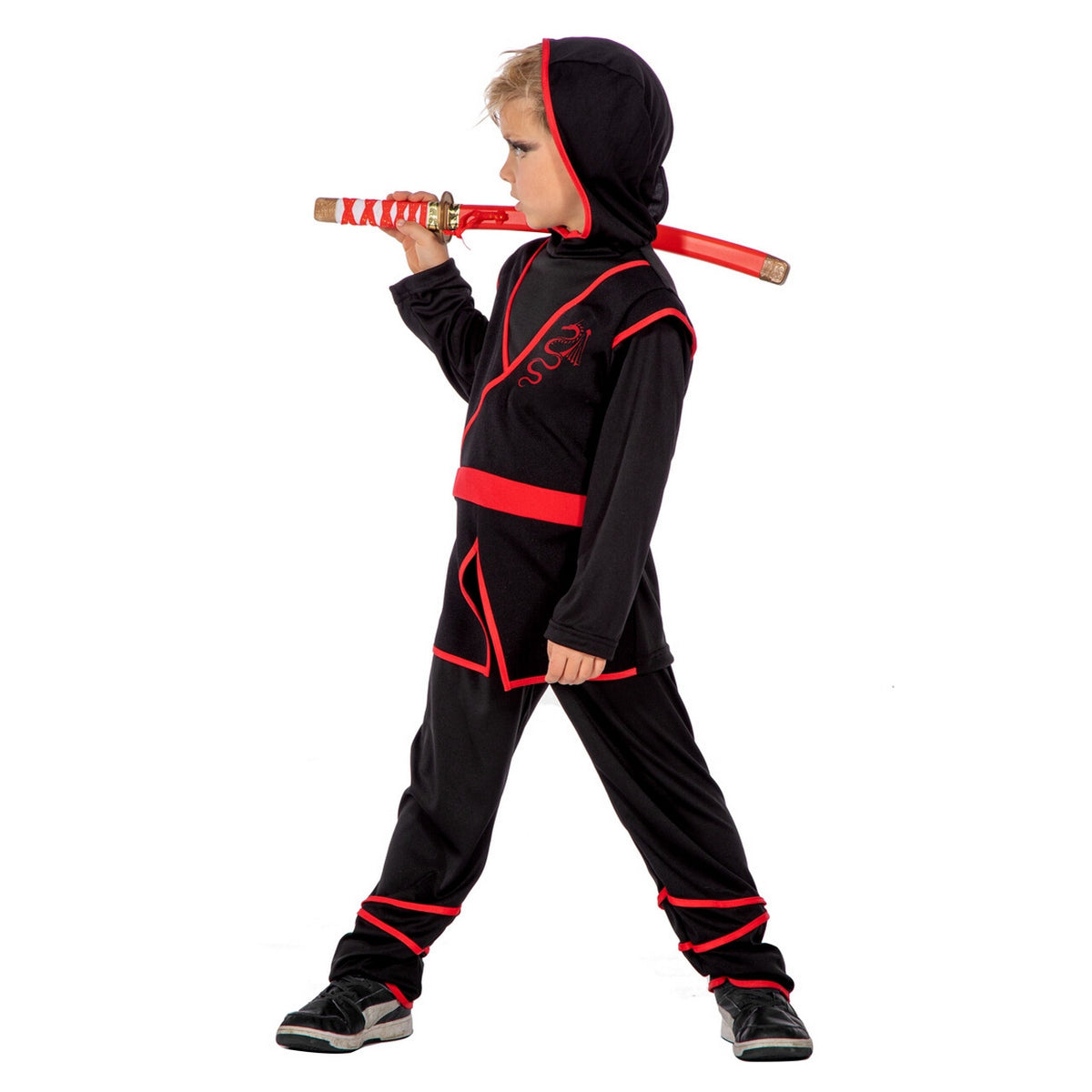 Op deze afbeelding zie je een Kostuums, van het merk Wilbers. Brad Lee Ninja Jongen Kostuum